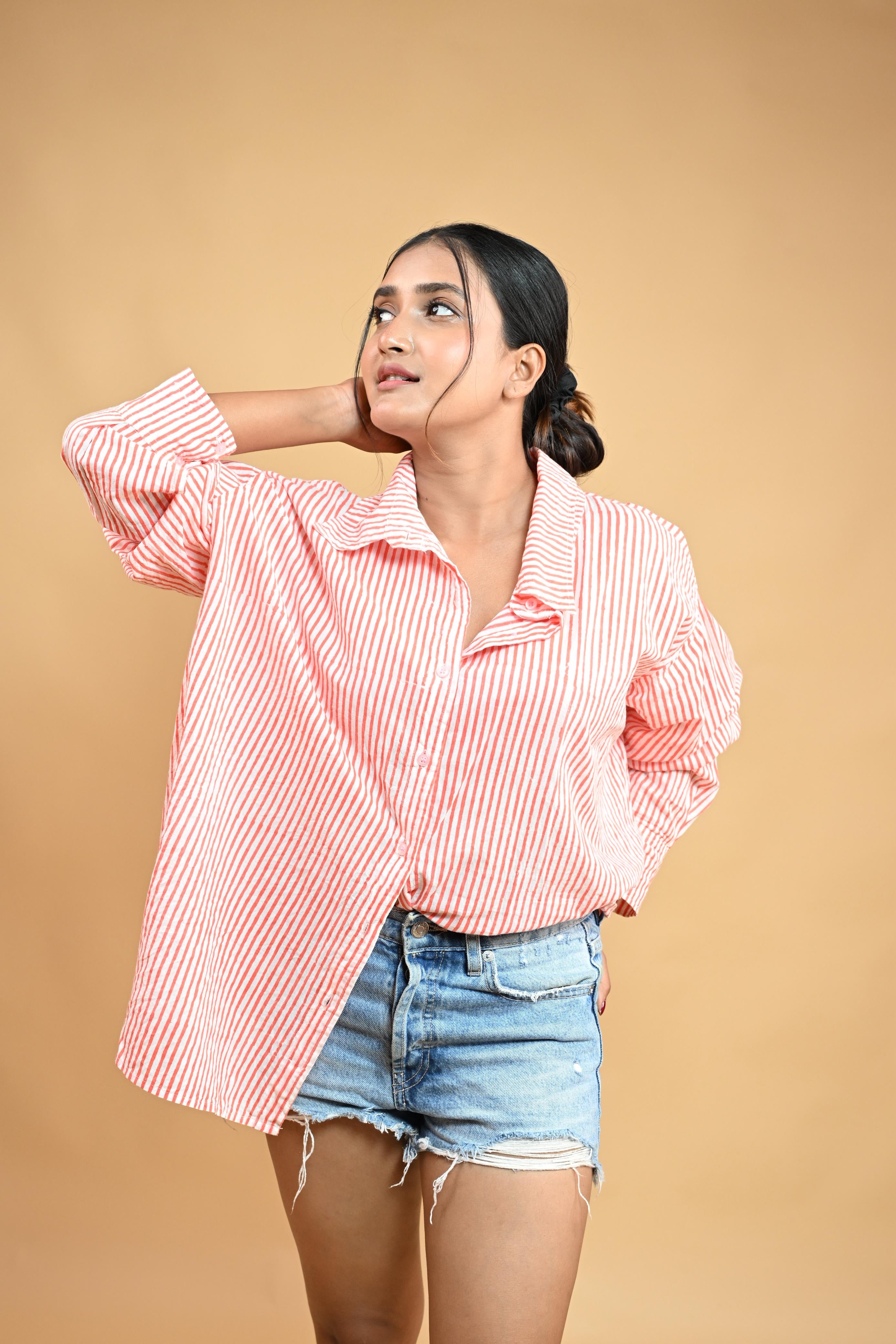 ORANGE STRIPE SHIRT
