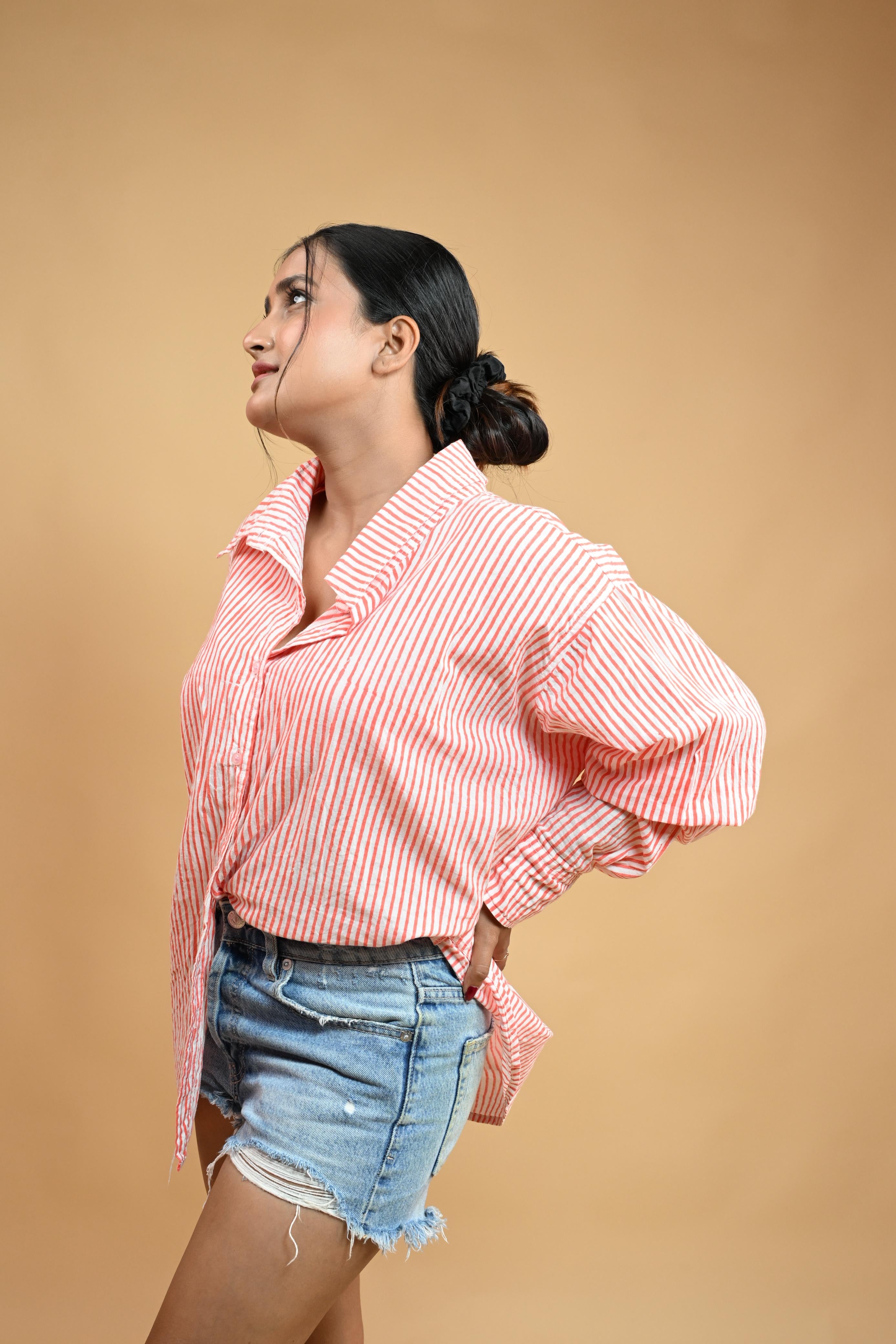 ORANGE STRIPE SHIRT