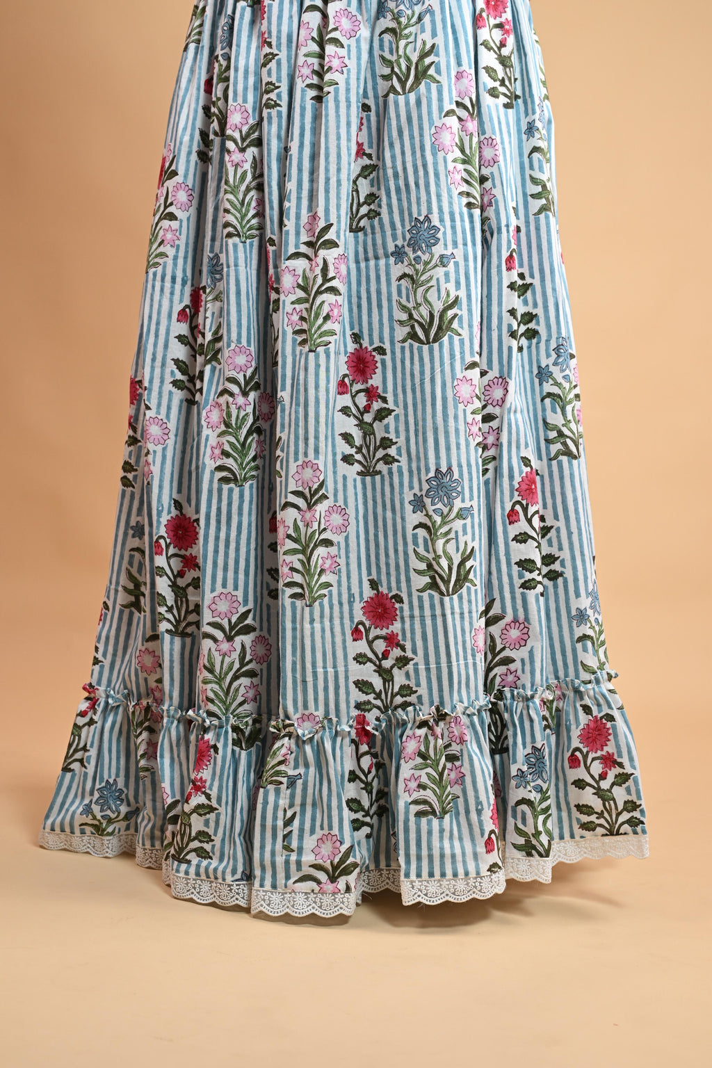 FLORAL STRIPE SKIRT