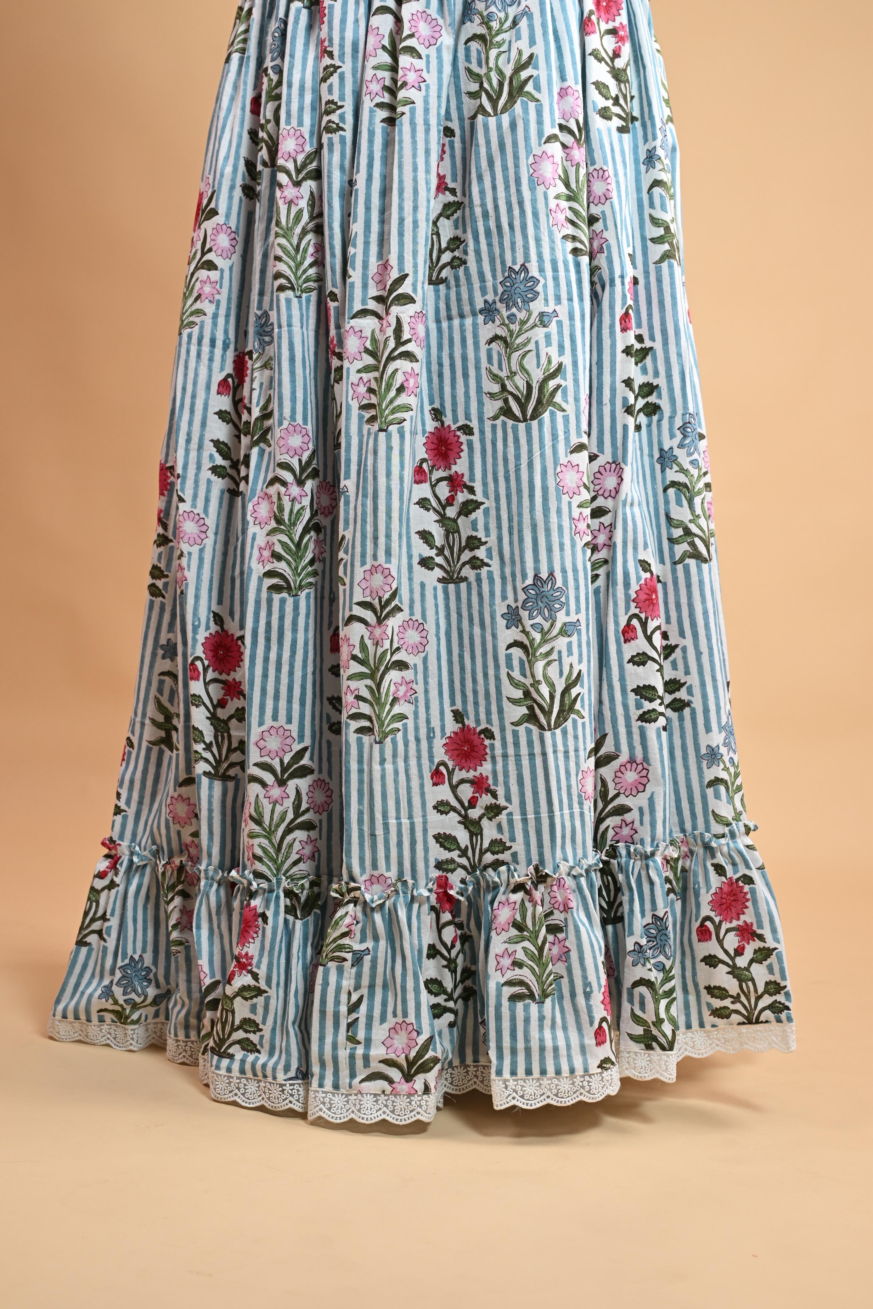FLORAL STRIPE SKIRT